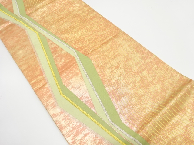 アンティーク　変わり縞模様織り出し袋帯（着用可）